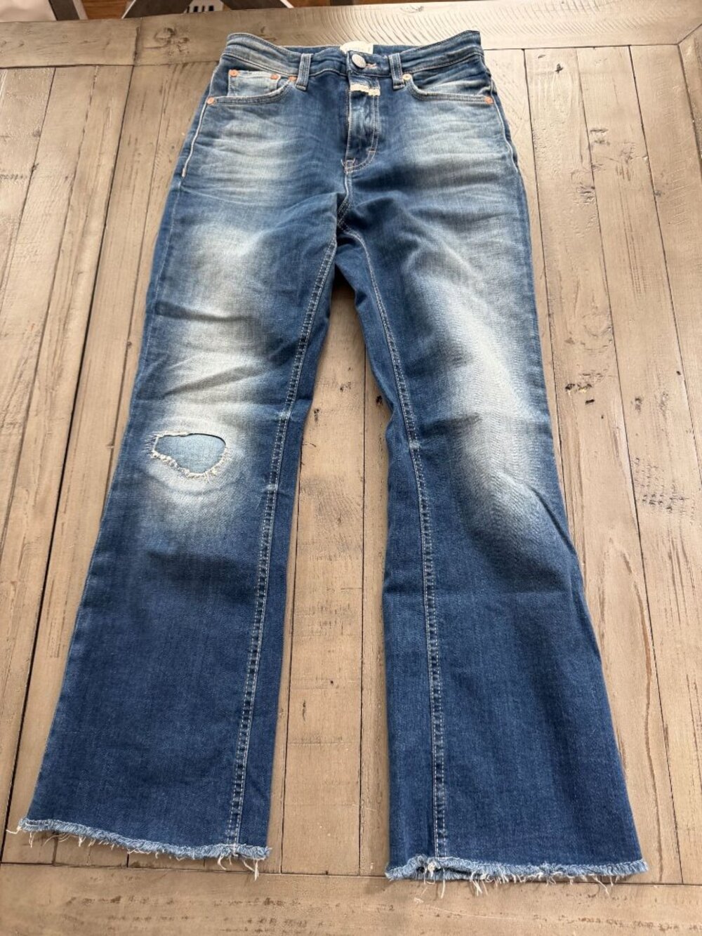 Closed Italy Mid Blue Hi Sun Denim Flare Jeans Size 23